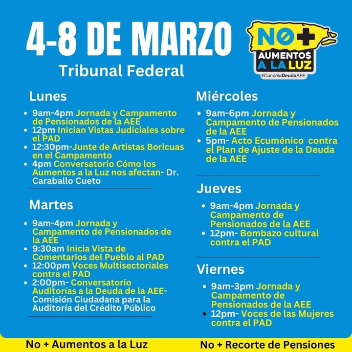 Itinerario Jornada contra los aumentos a la luz y el recorte de pensiones